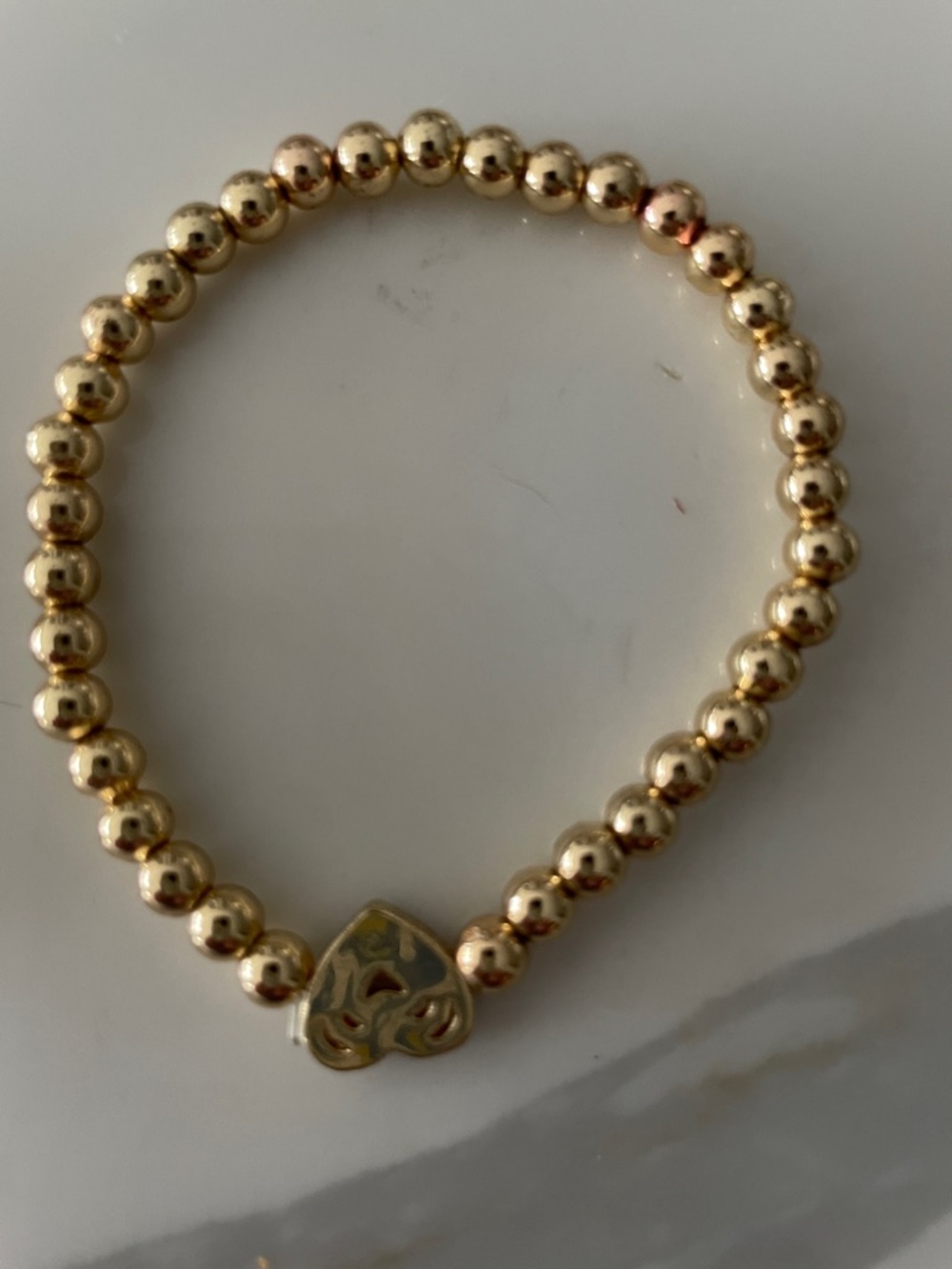 Gold Beaded w/CZ’s Heart Stretch Bracelets - Women Jewelry - Picture 7 of 8